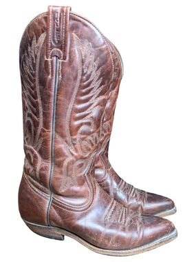 Vintage Boulet Brown Leather Cowboy Boots | Festival Western Cowgirl | Size 6.5
